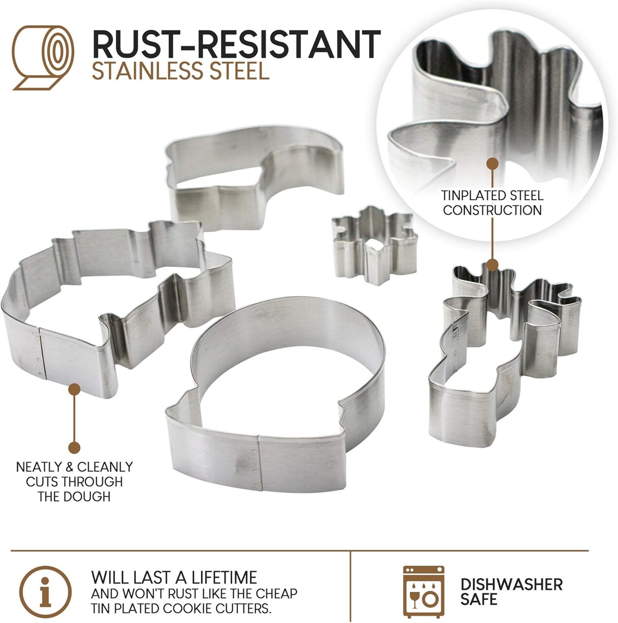 Cookie Cutters Stainless Steel Christmas Shapes by Set of 7 Pcs